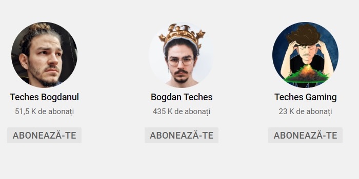 Bogdan Teches are 3 canale pe YouTube