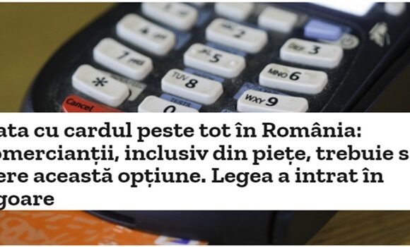Plata cu cardul obligatorie de luna viitoare?